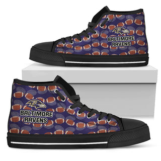 Wave Of Ball Baltimore Ravens High Top Shoes