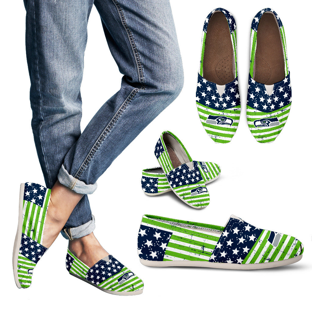 Star Stripers America Flag Seattle Seahawks Women Casual Shoes