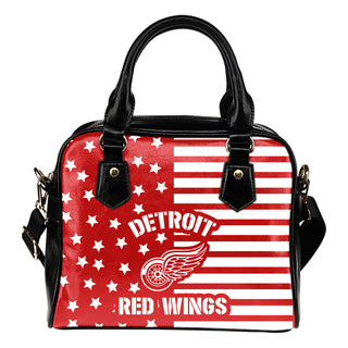 Twinkle Star With Line Detroit Red Wings Shoulder Handbags