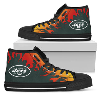Fire Burning Fierce Strong Logo New York Jets High Top Shoes