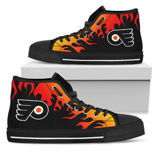 Fire Burning Fierce Strong Logo Philadelphia Flyers High Top Shoes