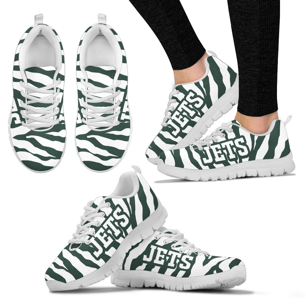Tiger Skin Stripes Pattern Print New York Jets Sneakers