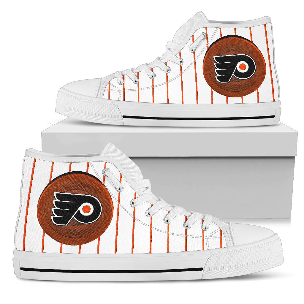 Straight Line With Deep Circle Philadelphia Flyers High Top Shoes