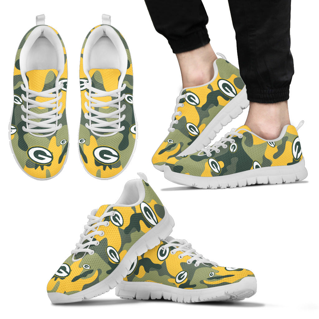 Green Bay Packers Cotton Camouflage Fabric Military Solider Style Sneakers
