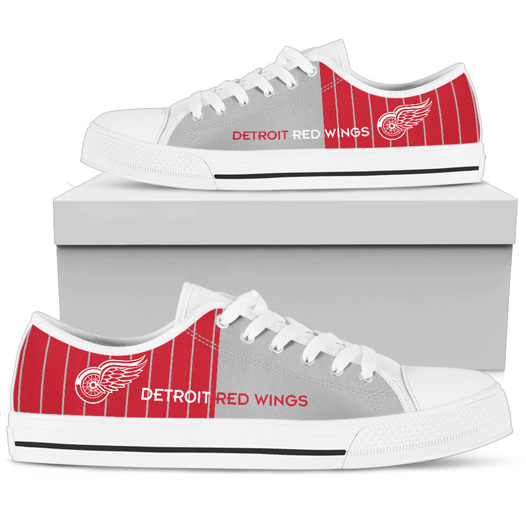 Simple Design Vertical Stripes Detroit Red Wings Low Top Shoes