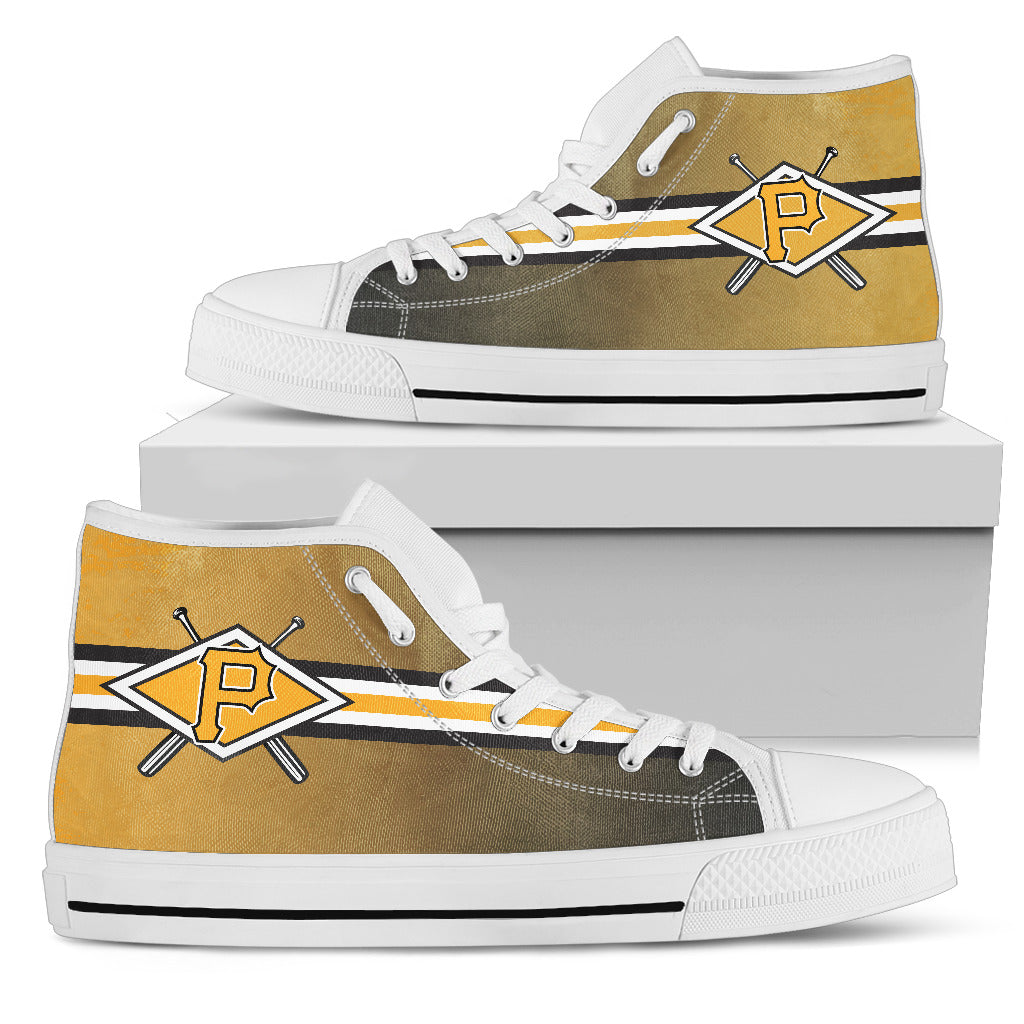Double Stick Check Pittsburgh Pirates High Top Shoes