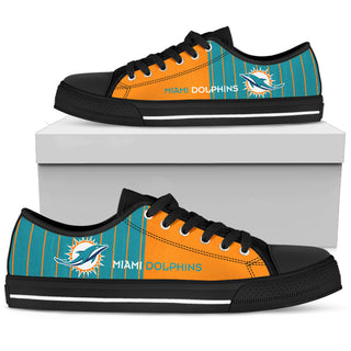 Simple Design Vertical Stripes Miami Dolphins Low Top Shoes
