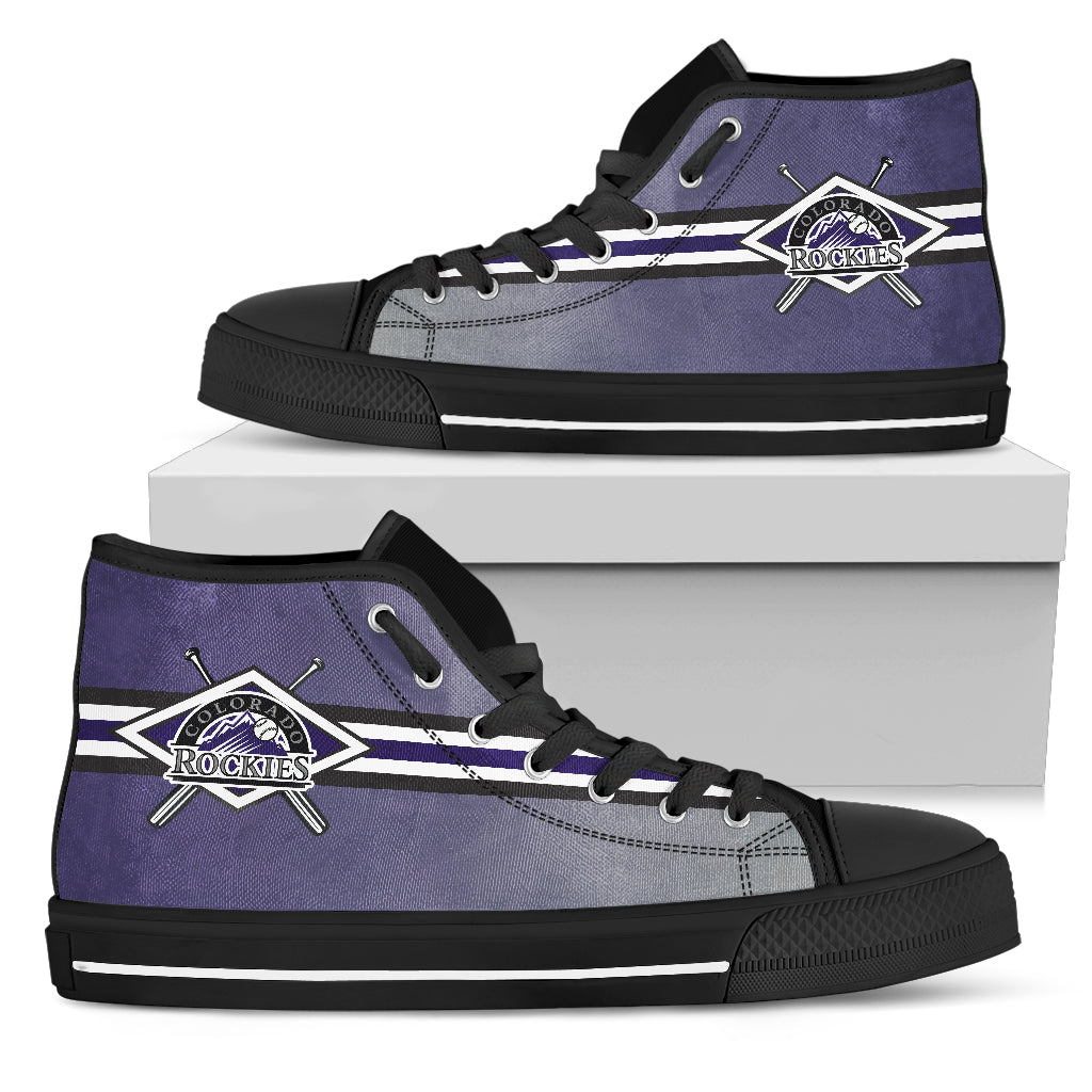 Double Stick Check Colorado Rockies High Top Shoes