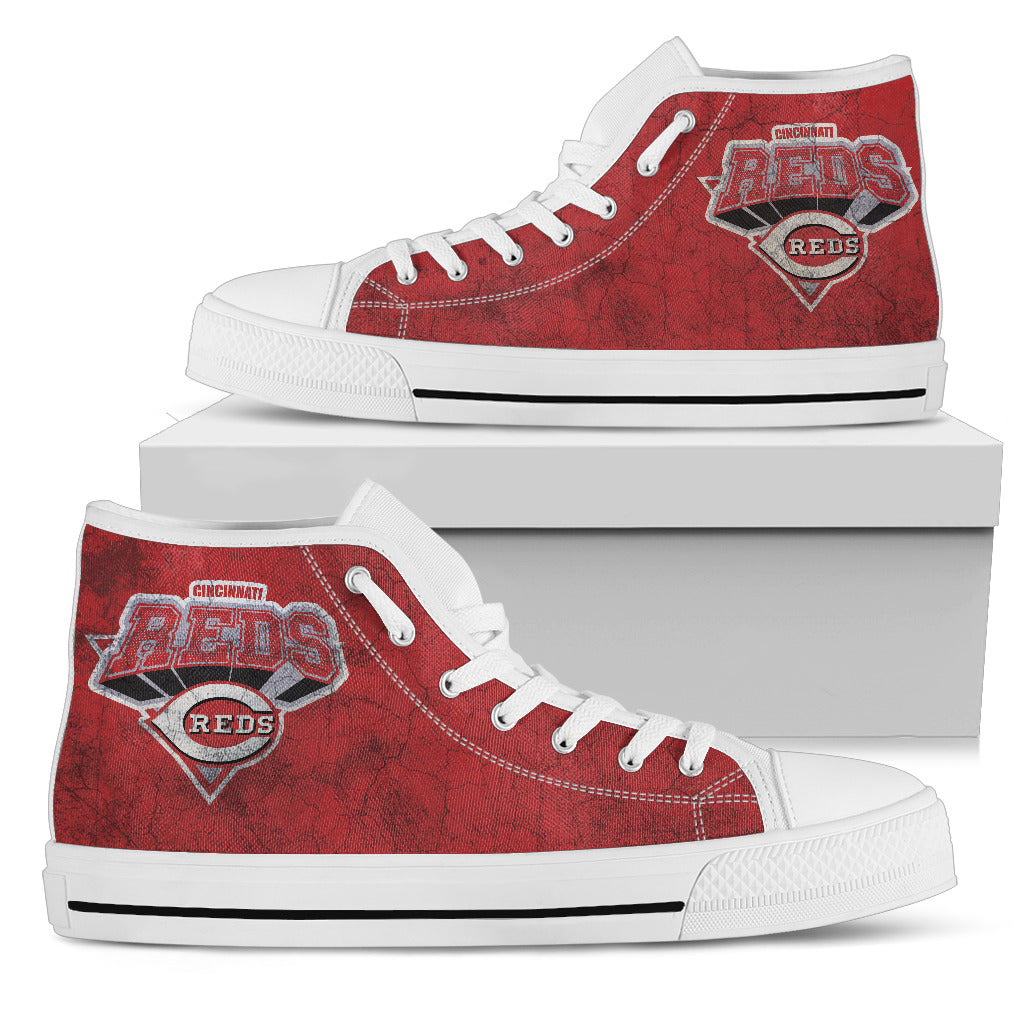 3D Simple Logo Cincinnati Reds High Top Shoes
