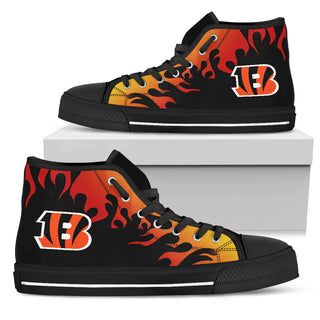 Fire Burning Fierce Strong Logo Cincinnati Bengals High Top Shoes