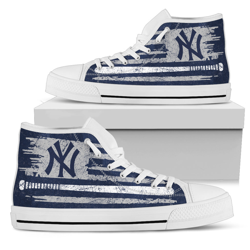 American Flag Vintage Baseball New York Yankees High Top Shoes