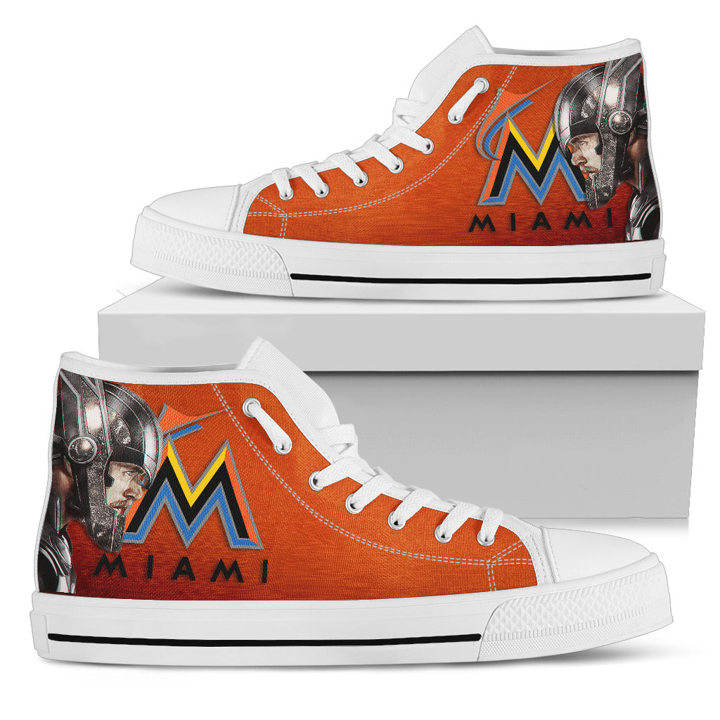 Thor Head Beside Miami Marlins High Top Shoes