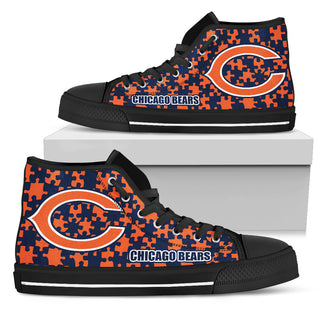 Puzzle Logo With Chicago Bears High Top Shoes