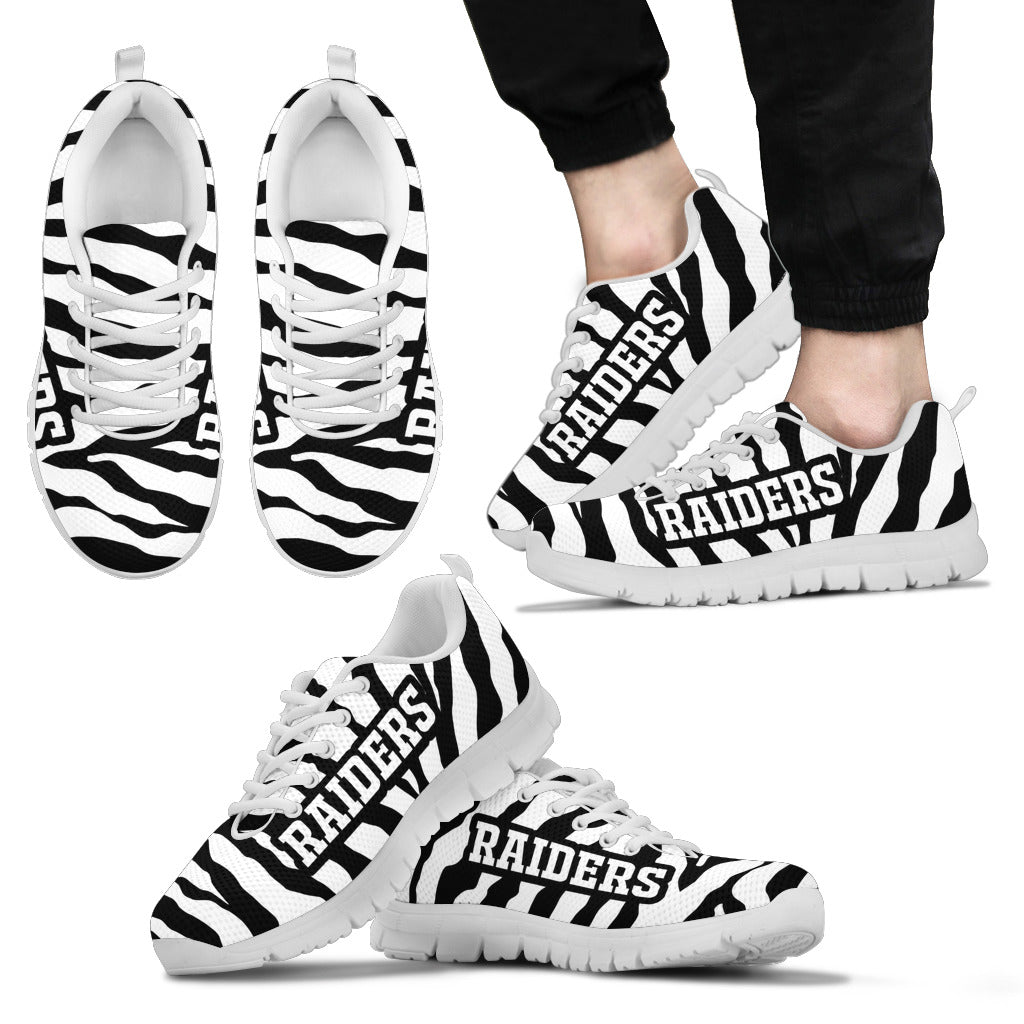 Tiger Skin Stripes Pattern Print Oakland Raiders Sneakers