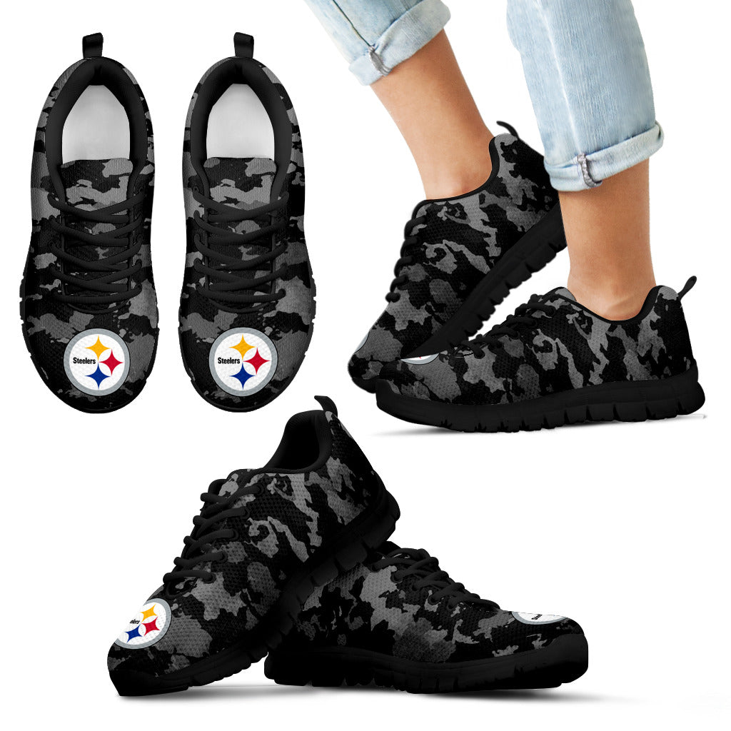 Arches Top Fabulous Camouflage Background Pittsburgh Steelers Sneakers