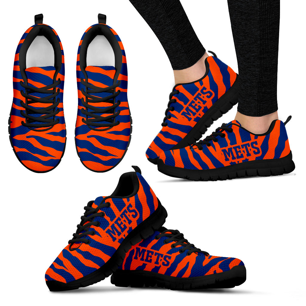 Tiger Skin Stripes Pattern Print New York Mets Sneakers