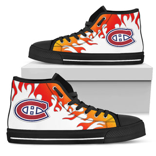 Fire Burning Fierce Strong Logo Montreal Canadiens High Top Shoes