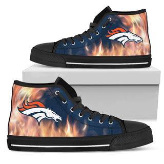 Fighting Like Fire Denver Broncos High Top Shoes