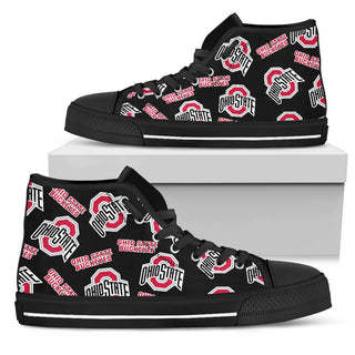 Script Logo Pattern Ohio State Buckeyes High Top Shoes
