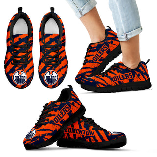 Stripes Pattern Print Edmonton Oilers Sneakers V3