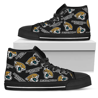 Script Logo Pattern Jacksonville Jaguars High Top Shoes