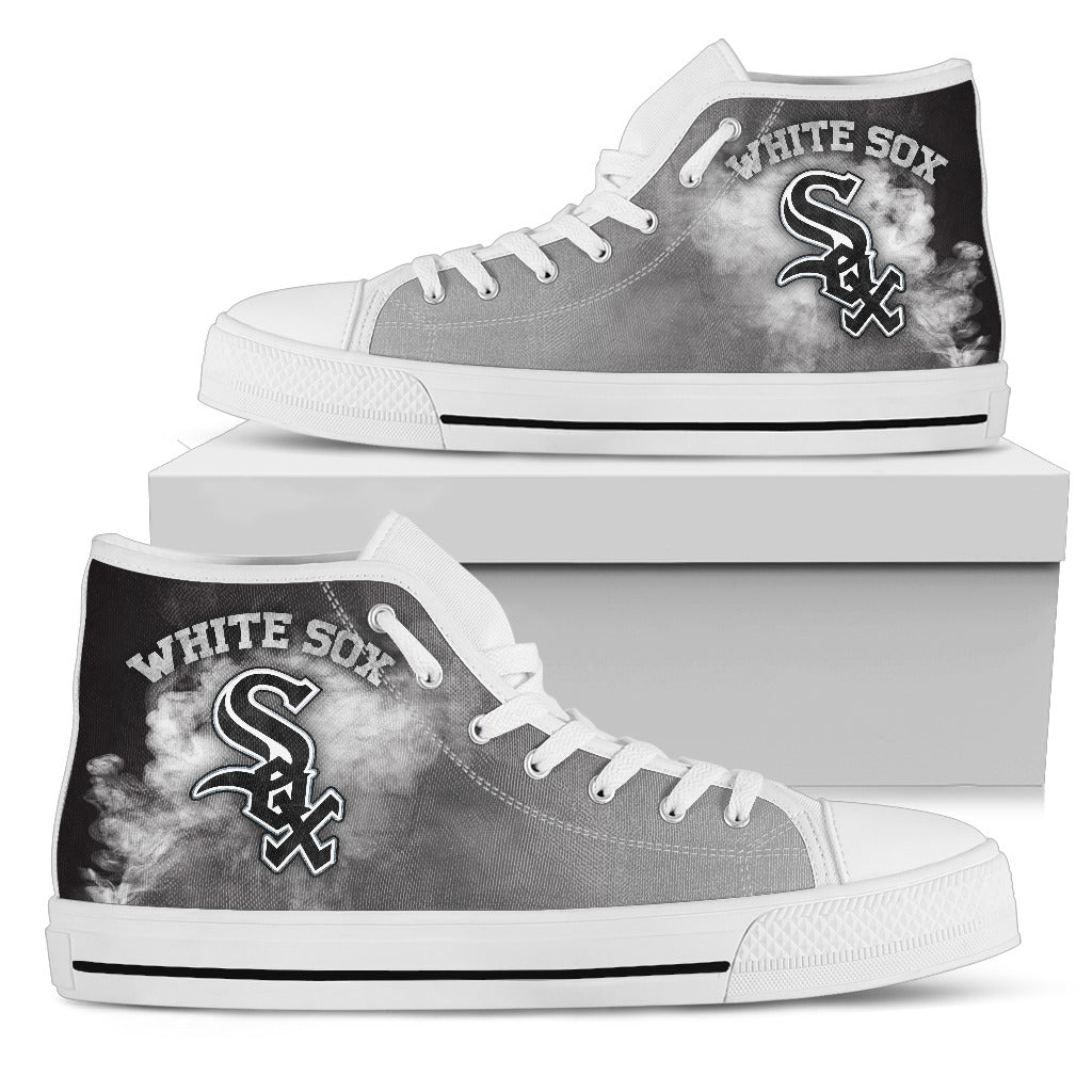 White Smoke Vintage Chicago White Sox High Top Shoes