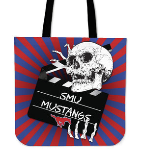 Clapper Film Skull SMU Mustangs Tote Bags