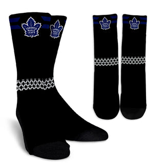 Round Striped Fascinating Sport Toronto Maple Leafs Crew Socks