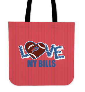 Love My Buffalo Bills Vertical Stripes Pattern Tote Bags
