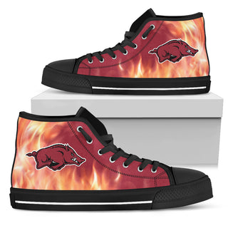 Fighting Like Fire Arkansas Razorbacks High Top Shoes