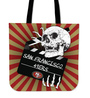 Clapper Film Skull San Francisco 49ers Tote Bags