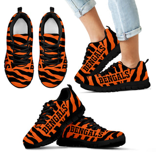 Tiger Skin Stripes Pattern Print Cincinnati Bengals Sneakers
