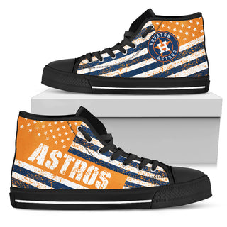 America Flag Italic Vintage Style Houston Astros High Top Shoes