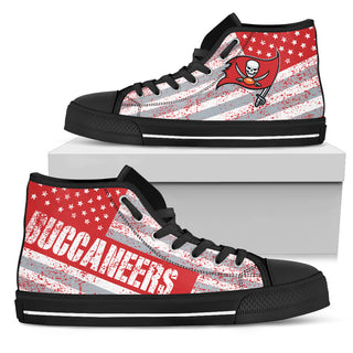 America Flag Italic Vintage Style Tampa Bay Buccaneers High Top Shoes