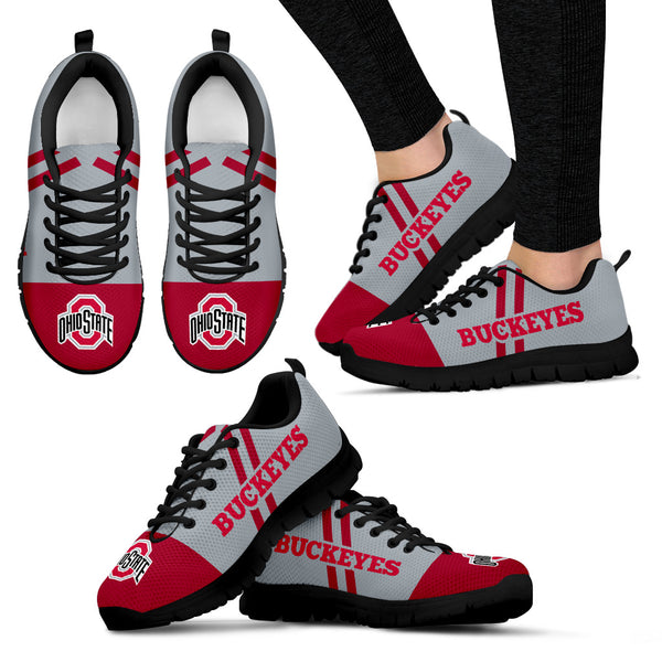 Line Stripe Logo Bottom Ohio State Buckeyes Sneakers – Best Funny Store