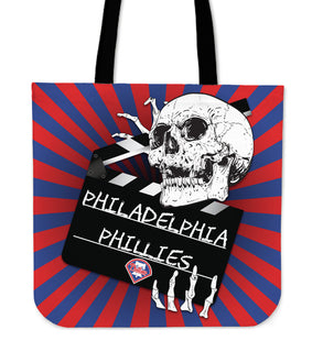 Clapper Film Skull Philadelphia Phillies Tote Bags