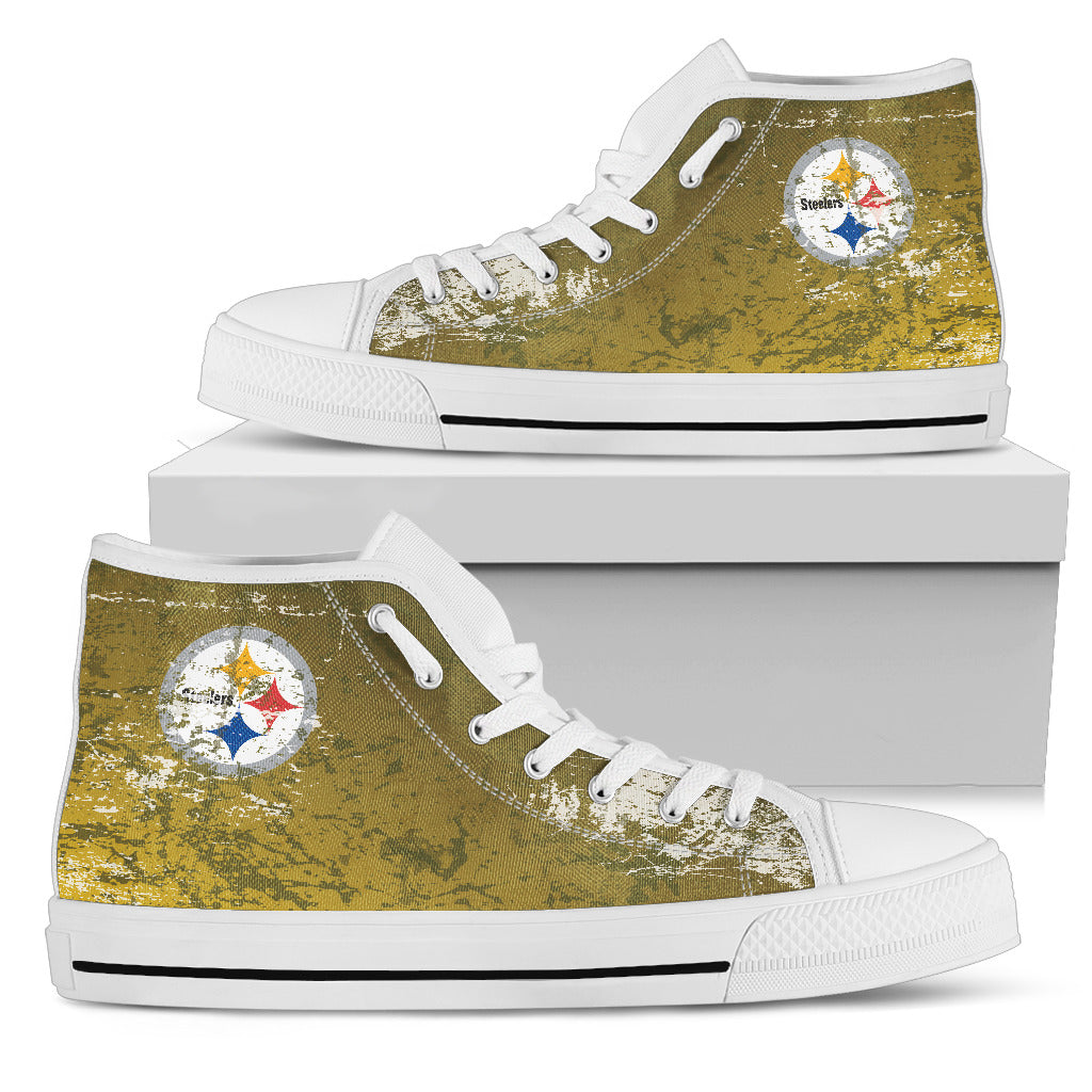 Grunge Vintage Logo Pittsburgh Steelers High Top Shoes