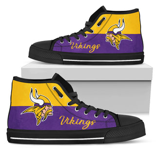 Divided Colours Stunning Logo Minnesota Vikings High Top Shoes