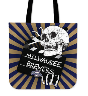 Clapper Film Skull Milwaukee Brewers Tote Bags