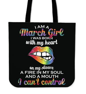 I Am A March Girl Tote Bags