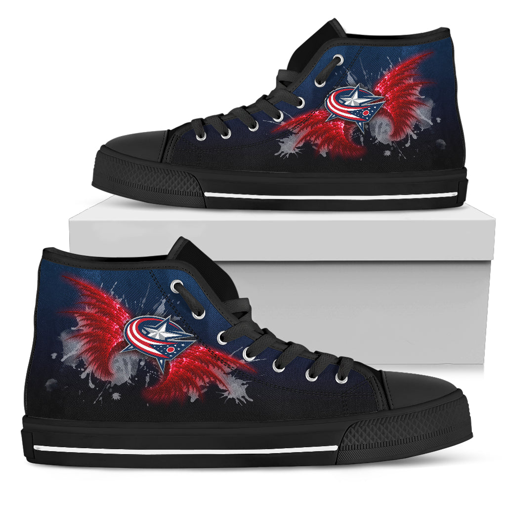 Angel Wings Columbus Blue Jackets High Top Shoes