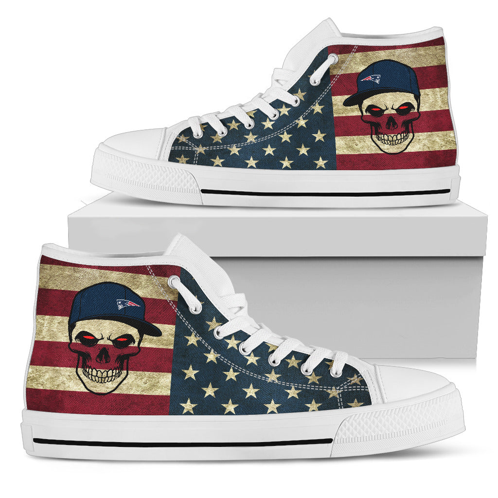 Skull Flag Vintage Style New England Patriots High Top Shoes