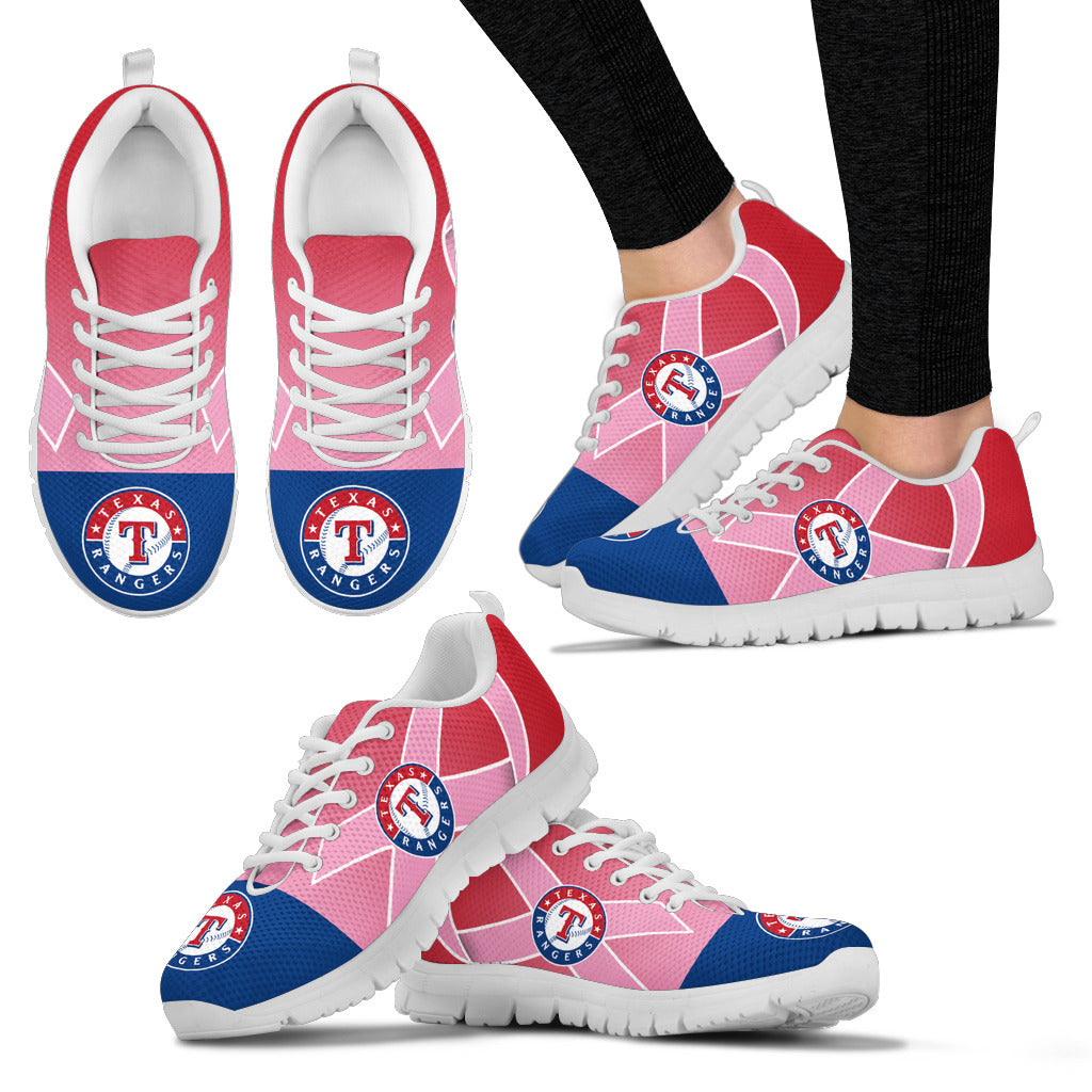 Texas Rangers Cancer Pink Ribbon Sneakers