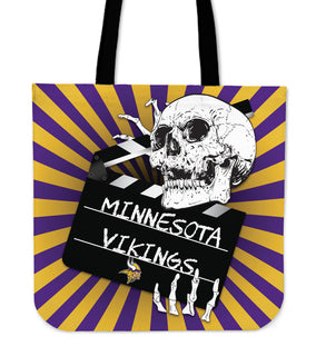 Clapper Film Skull Minnesota Vikings Tote Bags