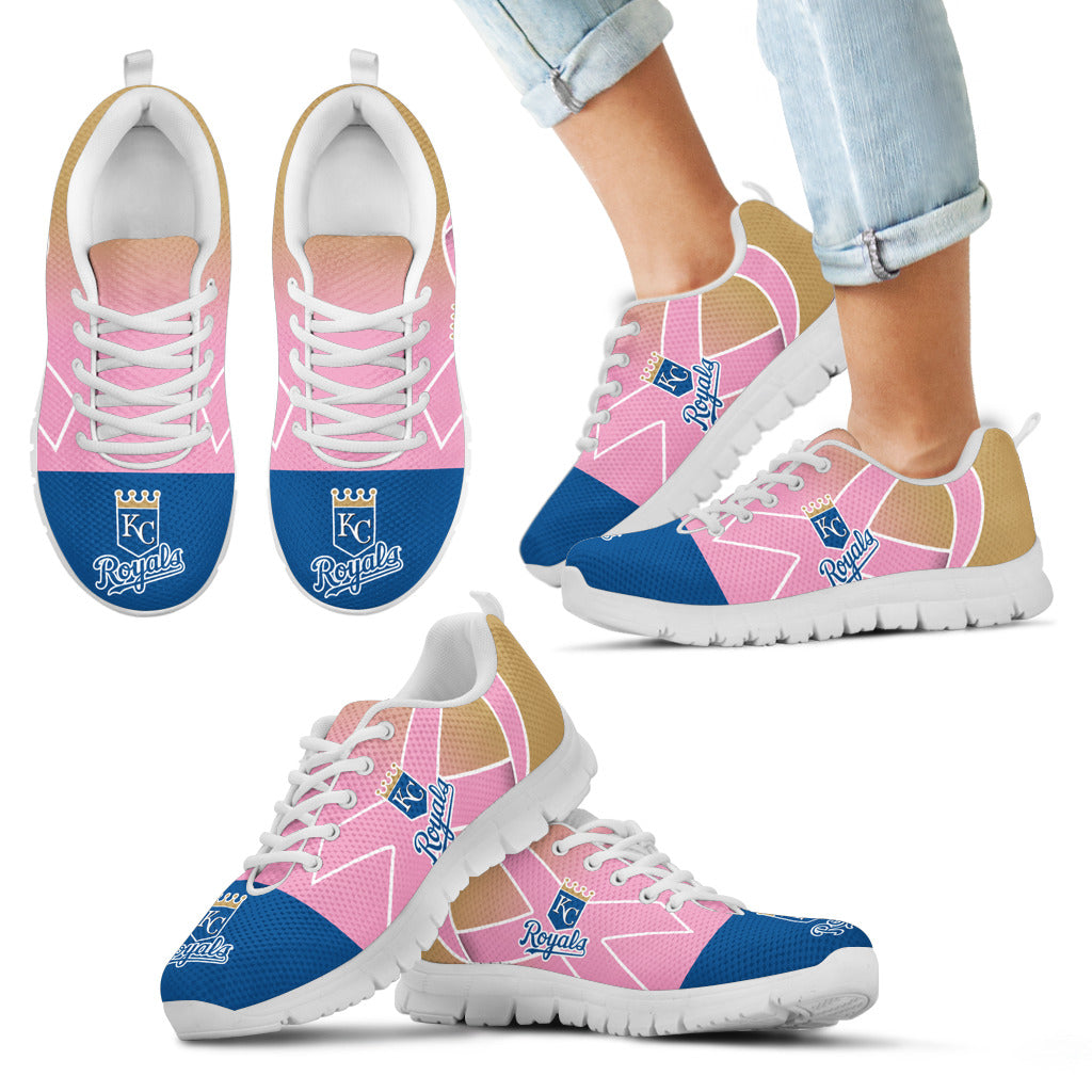 Kansas City Royals Cancer Pink Ribbon Sneakers
