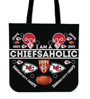 I Am A Chiefsaholic Kansas City Chiefs Tote Bags