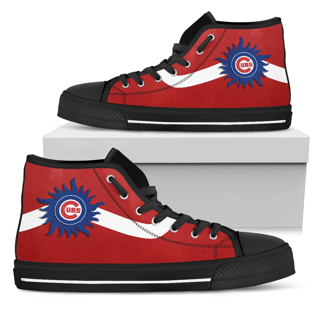 Simple Van Sun Flame Chicago Cubs High Top Shoes
