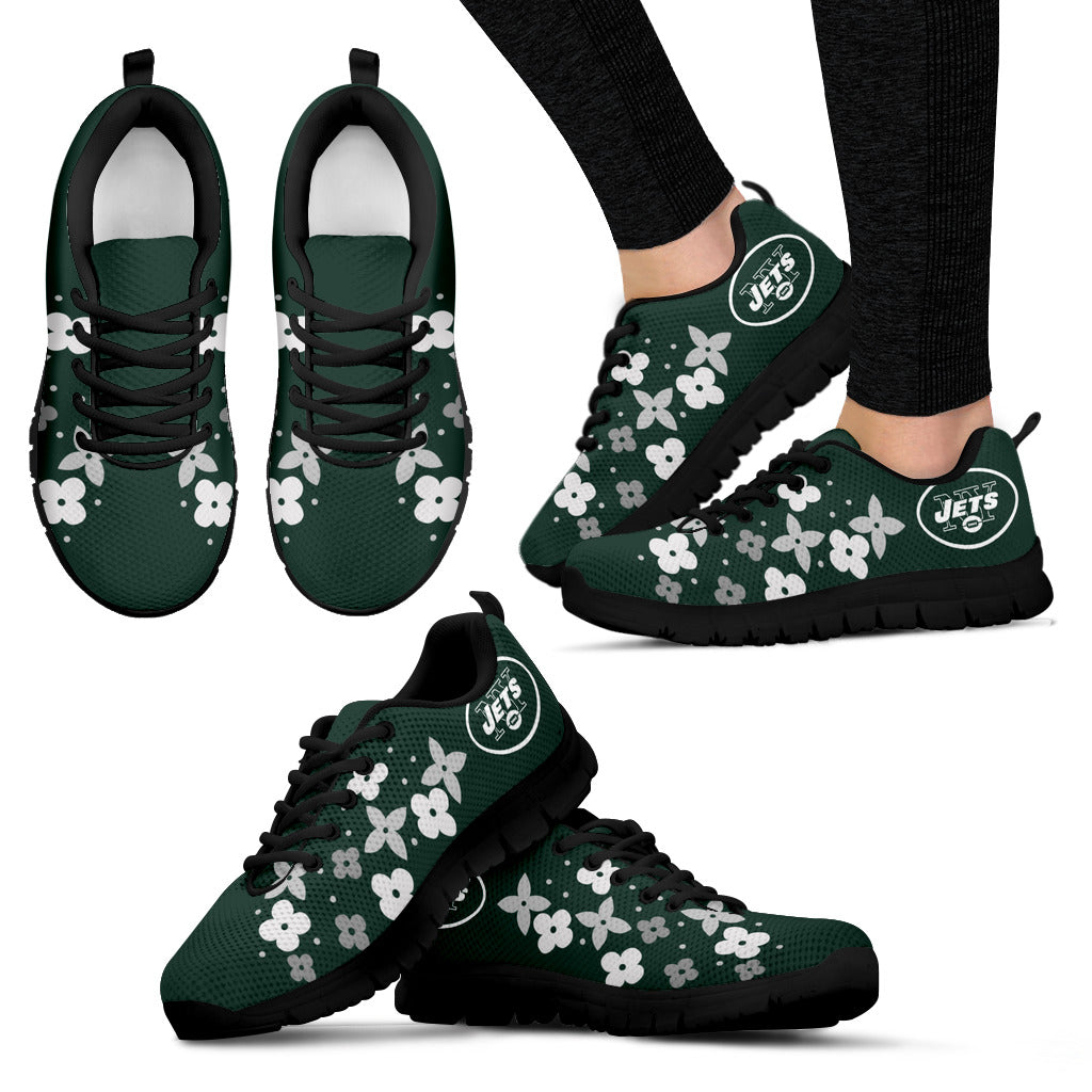 Flowers Pattern New York Jets Sneakers