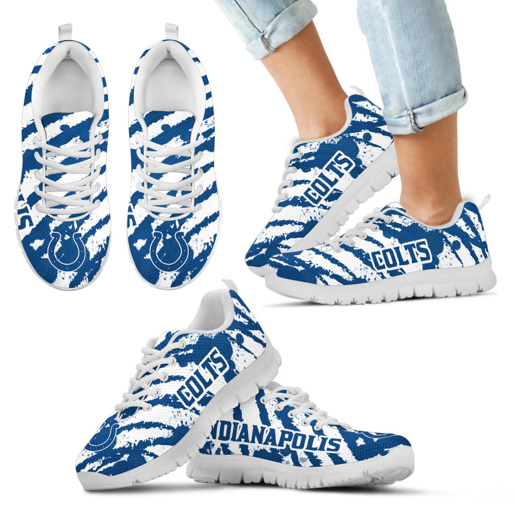 Stripes Pattern Print Indianapolis Colts Sneakers V3