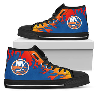 Fire Burning Fierce Strong Logo New York Islanders High Top Shoes